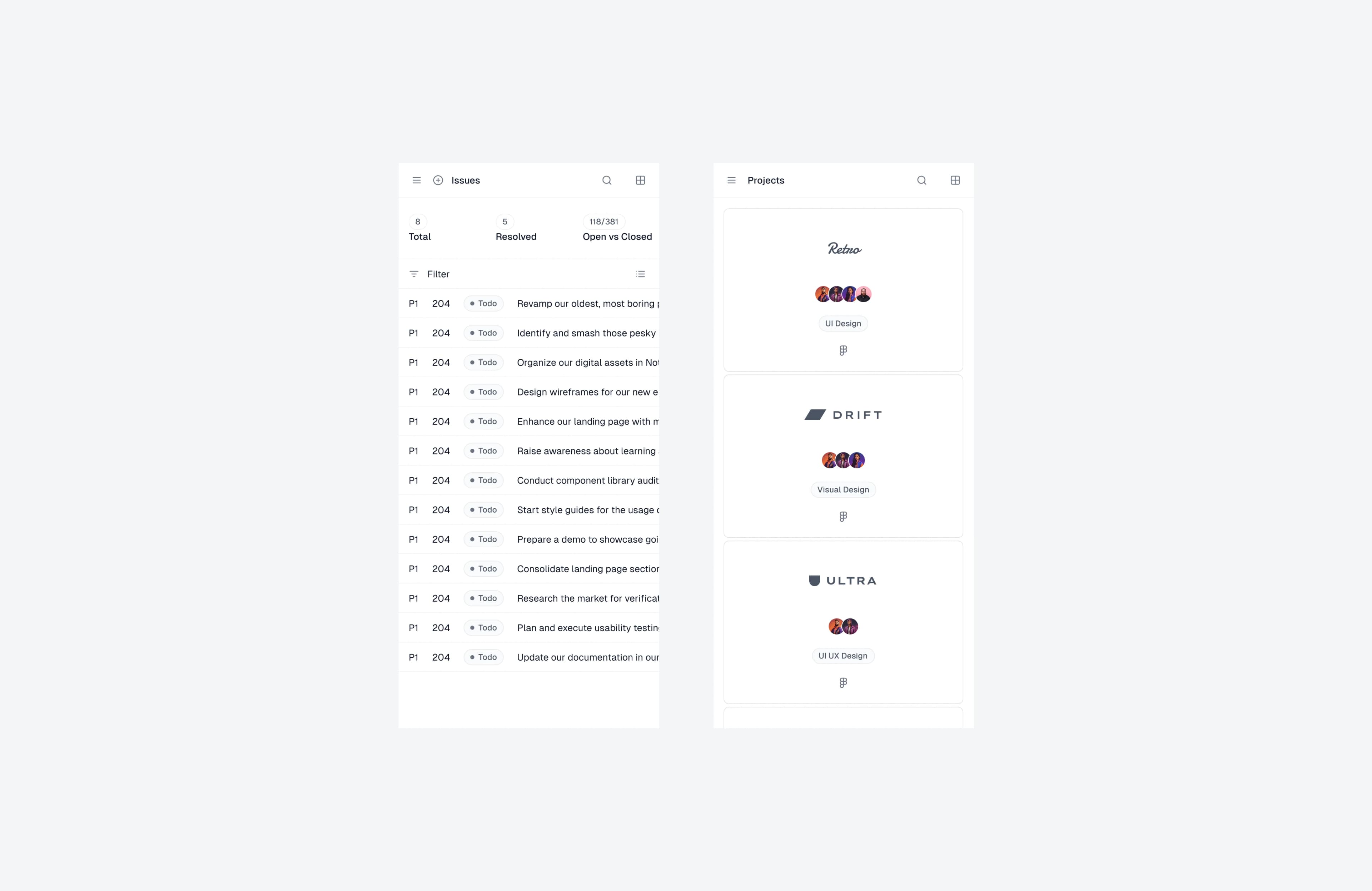 Mobile app ui design light